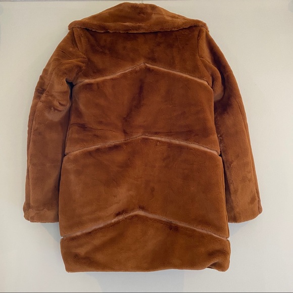 MINKPINK Pumpkin Spice Brown Fur Coat XS - Picture 5 of 7